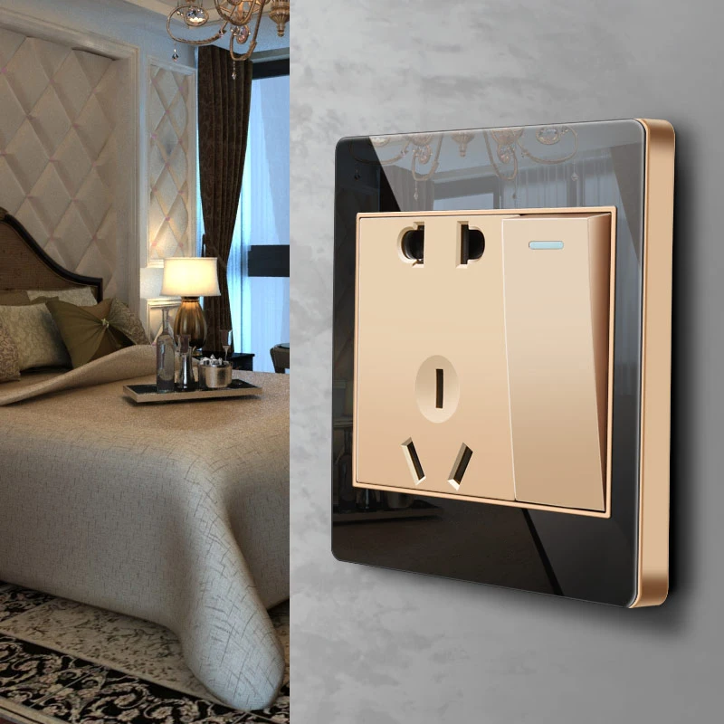 KAMANNI 4 Gang 1 Way Luxury Crystal Glass Panel Light Switch On / Off Wall Switch Interruptor 10A