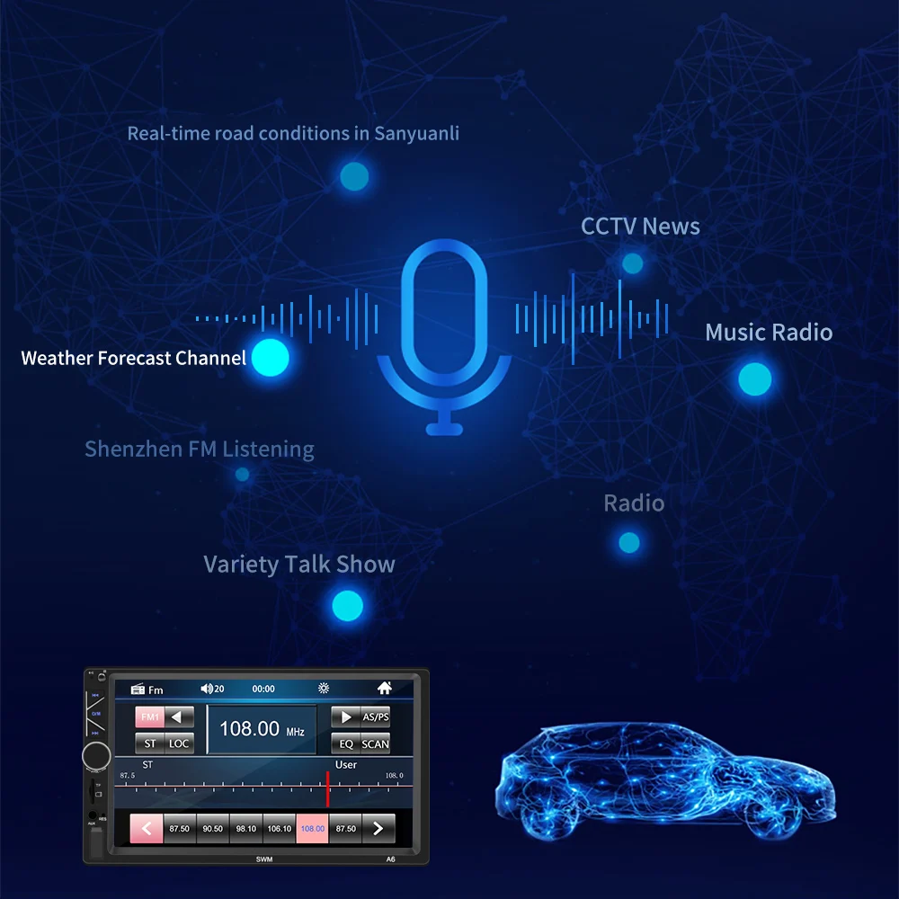 2 DIN 7 дюймов HD сенсорный экран Bluetooth Стерео FM радио MP5 Аудио плеер USB AUX Mirrorlink рулевое колесо управление для автомобиля