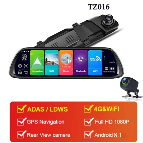 1" 4G Android 8,1 Автомобильное зеркало заднего вида DVR камера ADAS gps навигация Full HD 1080P видеорегистратор WiFi монитор - Название цвета: 4G