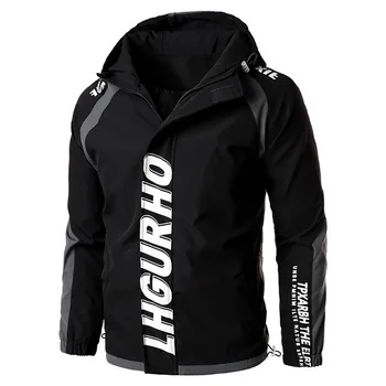 

2020 Men Winter And Autumn Cargo Hooded Jacket Coat Long Sleeve Letter Print Men's Slim Casual Loose Zipper Fashion Jacket