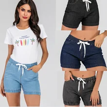 Трансграничной хотите экспресс eBay Amazon поп свободного кроя с эластичной резинкой на шнуровке джинсы клёш для женщин