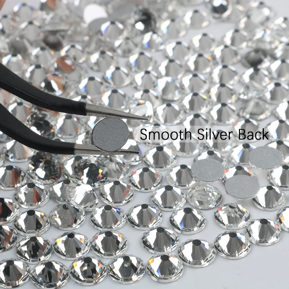 Clear Crystal 3D Nail Art Rhinestones SS3-SS43 Silver Flatback