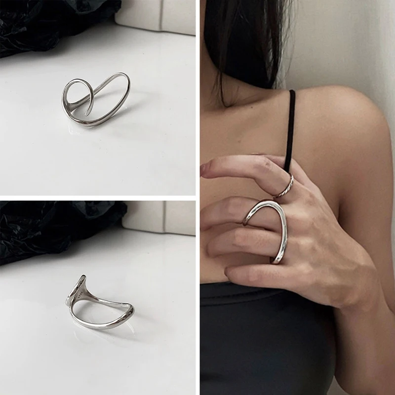 Anello geometrico alla moda aperto con forme irregolari_voghion.com