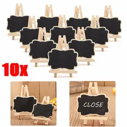 Mini pizarra de madera con soporte portátil, tablero de mensajes Universal, fiesta de boda, etiquetas decorativas, envío directo, 10 unids/set por juego