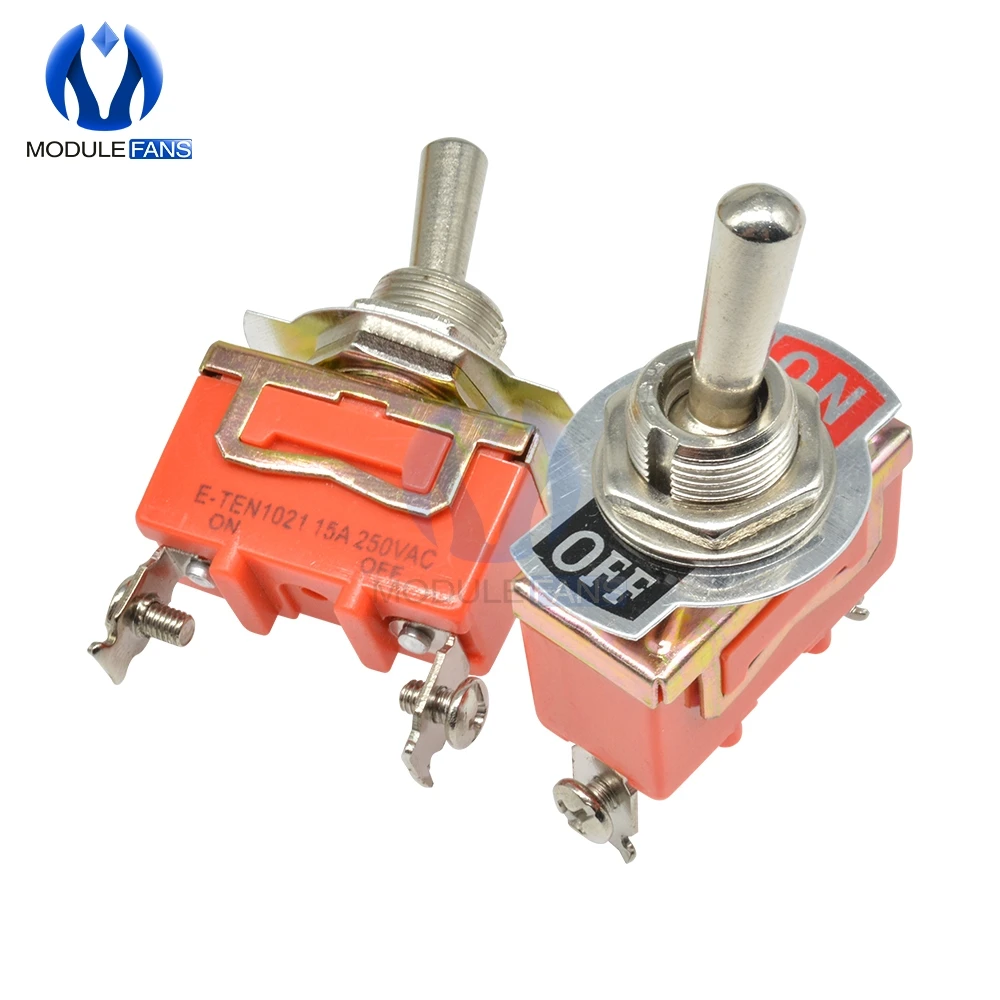 5PCS 250V/15A 12mm Toggle Switch S Double Throw SPDT ON-OFF 1/4 Inch Mounting 29*14.5MM 3Positions 6Pins | Электронные
