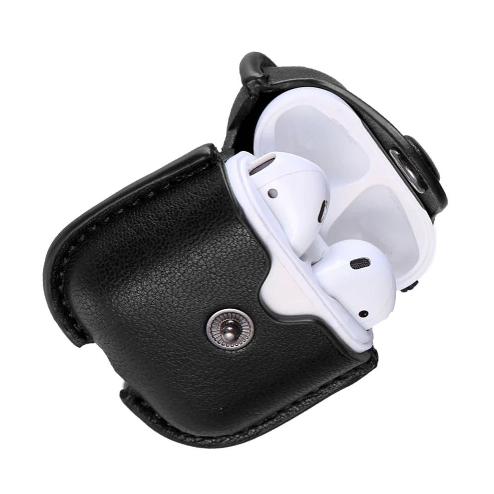1 шт. для airpods защитный чехол Apple Bluetooth беспроводная гарнитура кожаный чехол с подвеской