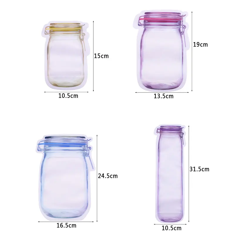 5 шт. Mason Jar сумки на молнии пластиковые многоразовые банки сумки закуска сумка герметичная еда сэндвич сумки для хранения Домашний кухонный Организатор