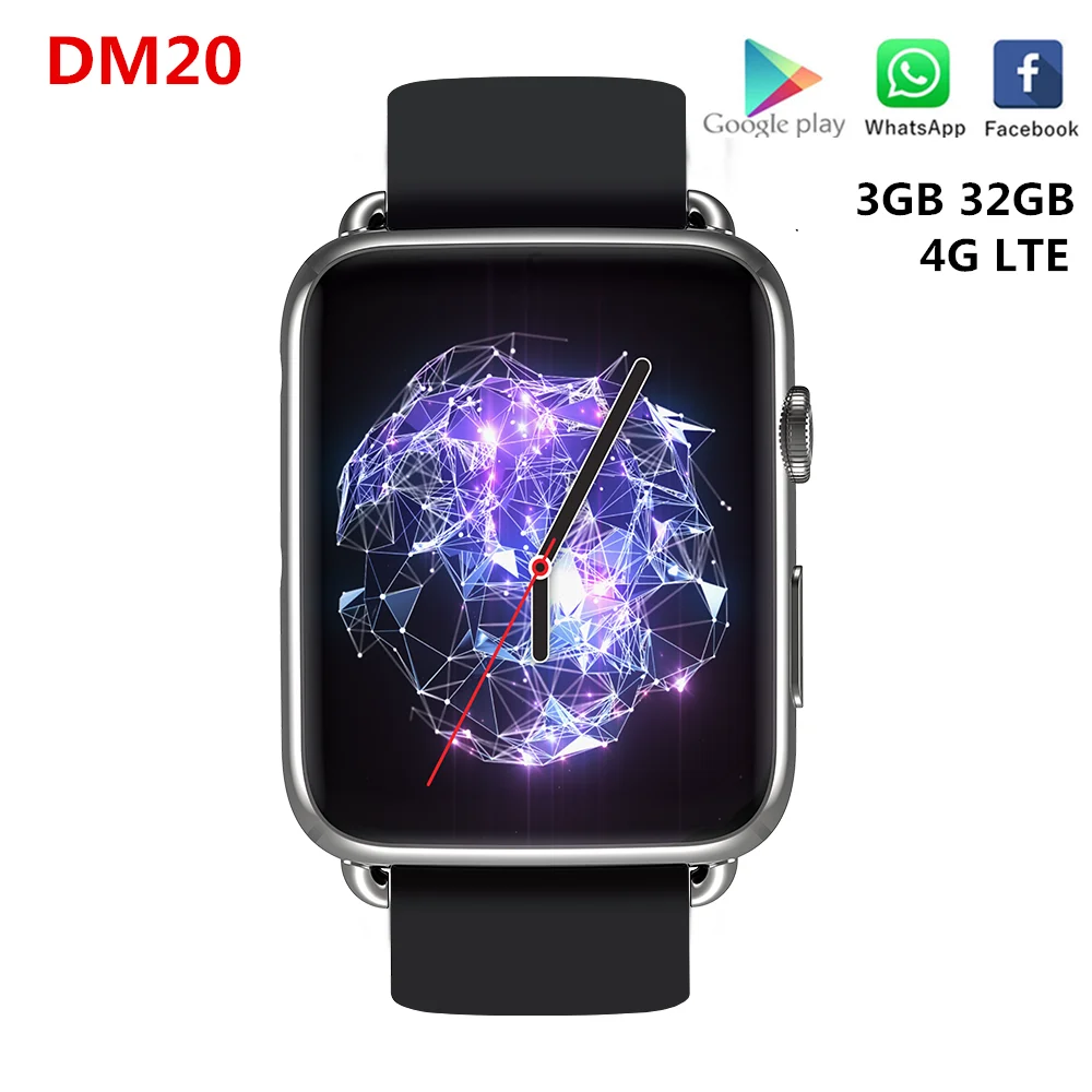 DM20 4G LTE Смарт-часы с поддержкой sim-карты, 3 Гб ОЗУ, 32 Гб ПЗУ, 1,88 дюймов, ips экран, gps, Wi-Fi, 780 мАч, литий-ионный аккумулятор, MT6739, умные часы