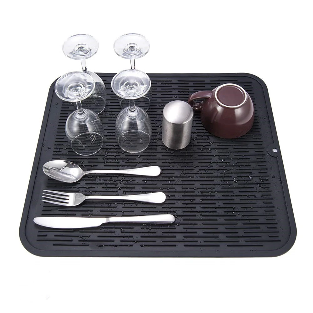 45x40cm Silicone Drying Mat Heat Resistant Non-toxic Anti-scald Dish Cup Table Draining Pad Can roll up Placemat For Kitchen