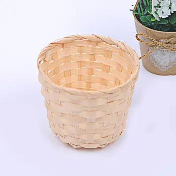 

Bamboo Woven Basket Bra Sundries Organizer Rattan Plant Box Desktop Container