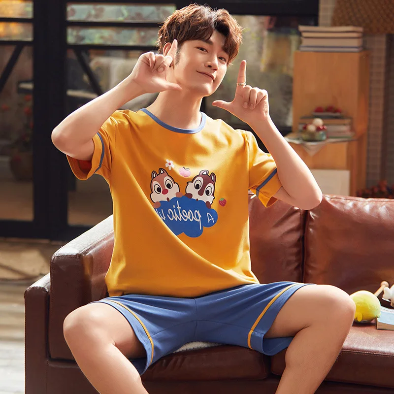 

Spring And Autumn Men's 6535 Cotton Short Sleeve Shorts Korean-style Men Summer Young And Middle-aged Thin Japanese Korean Homew