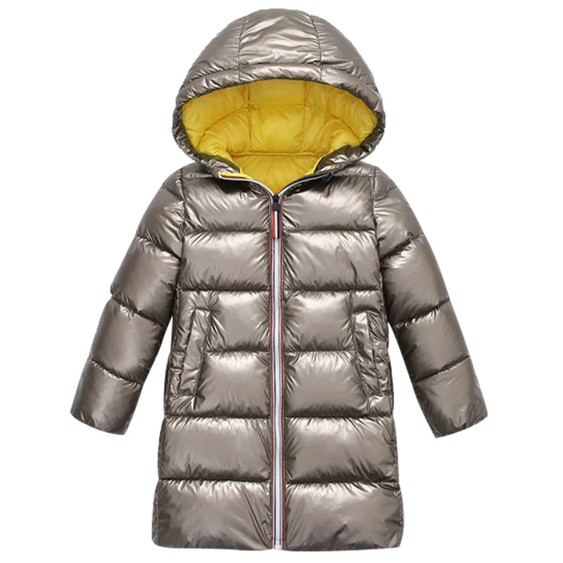 Fashion bright winter new children's clothing space Sibling outfit down jacket boys and girls baby children thick long coat
