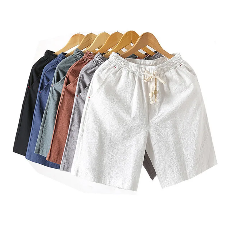 

2019 New Men's Solid Flax Shorts Chinese Style Linen Solid Color Short trousers Male Summer Breathable Flax Shorts Plus Size 4XL