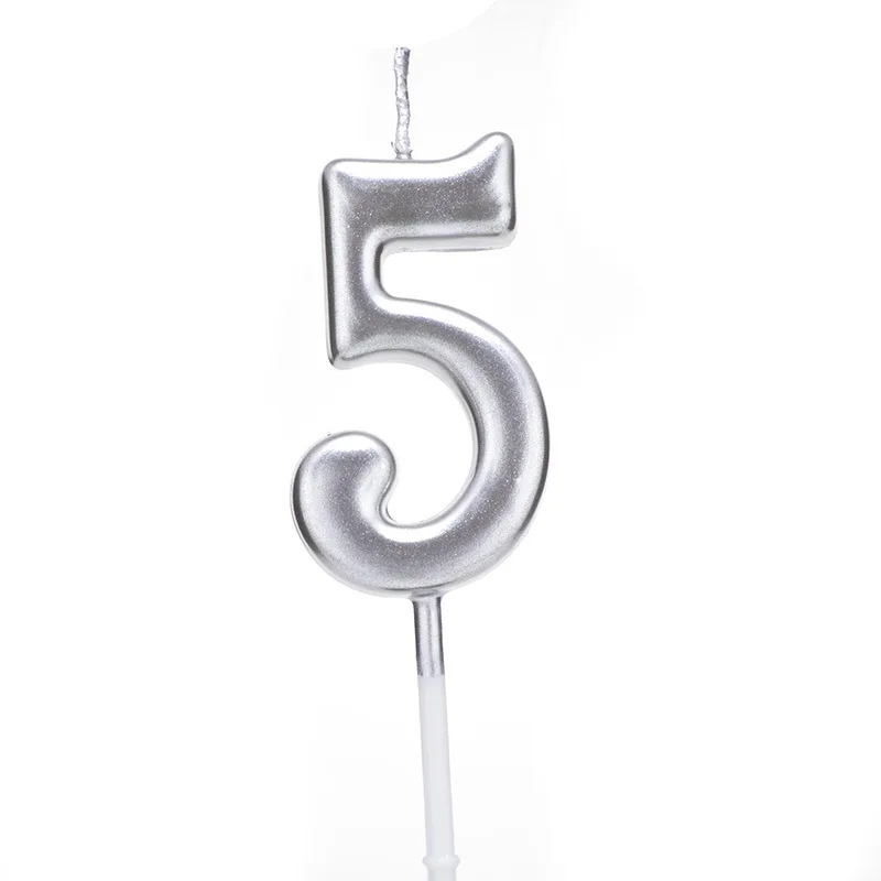 silver 5 Розовые, золотые, серебряные, красные с надписью «Happy Birthday», праздничный торт, праздничные принадлежности для дня рождения, милые свечки на день рождения для кухни, выпечка в подарок - Цвет: silver 5