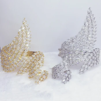 HIBRIDE Luxury Unique African Bracelet Bangle Ring Sets For Women Wedding Cubic Zircon Crystal CZ Dubai Bridal Jewelry SetN-1177