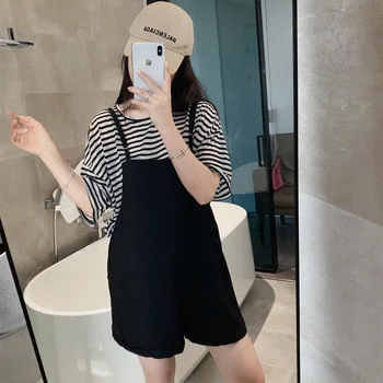 

T5433 leisure college age reduction wind striped overalls suits