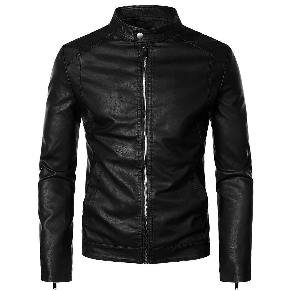 

Brand Clothing Men Faux Leather Jacket Motorcycle Men's Jackets Black Casual Fashion Outwear Male PU Leather Coats Mens S-5XL