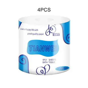 

4 rolls Toilet Paper Bamboo Pulp Roll Paper Facial Tissue Roll Paper Household Logs Hollow Core Napkin Paper