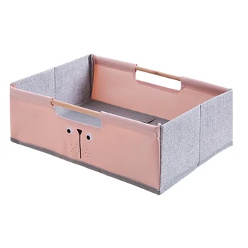 

Storage Cartoon Basket Desktop Home Cartoon Basket Kitchen Snack Cartoon Box Toy Storage Basket(Pink)