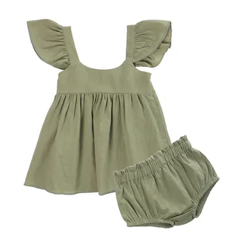 

Summer Cute Infant Baby Girl Kid Clothes Sets Ruffles Sleeveless Top + Shorts 2pcs Outfits Set 0-24M