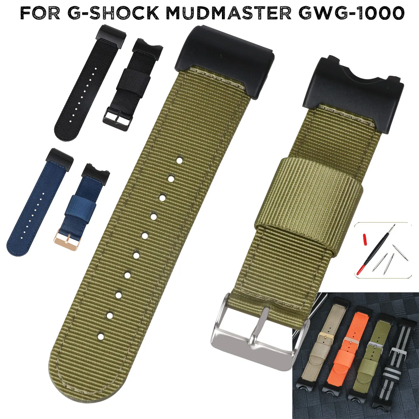 Cinturino Sportivo In Nylon Per Casio G-Shock Mudmaster Gwg-1000 Cinturino Gshock Sostituisci Bracciale Da Polso Gwg1000-1A Cinturino In Tessuto