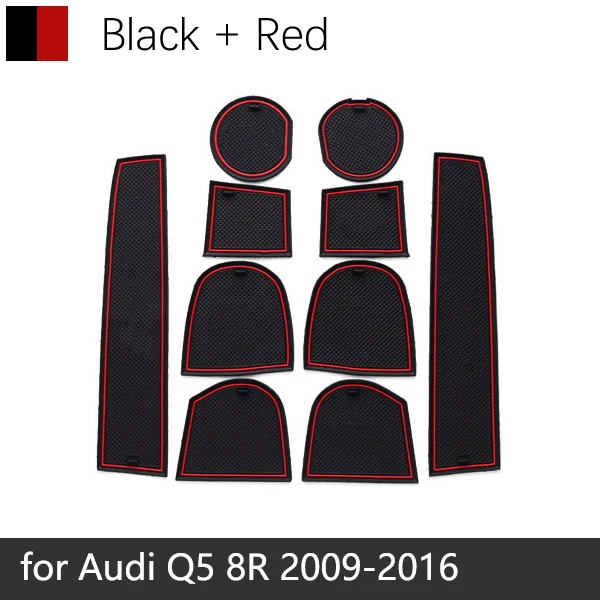 B RED Противоскользящий резиновый коврик для двери для Audi Q5 8R S-LINE SLINE 2009~, аксессуары, автомобильные наклейки, коврик для телефона - Название цвета: B RED