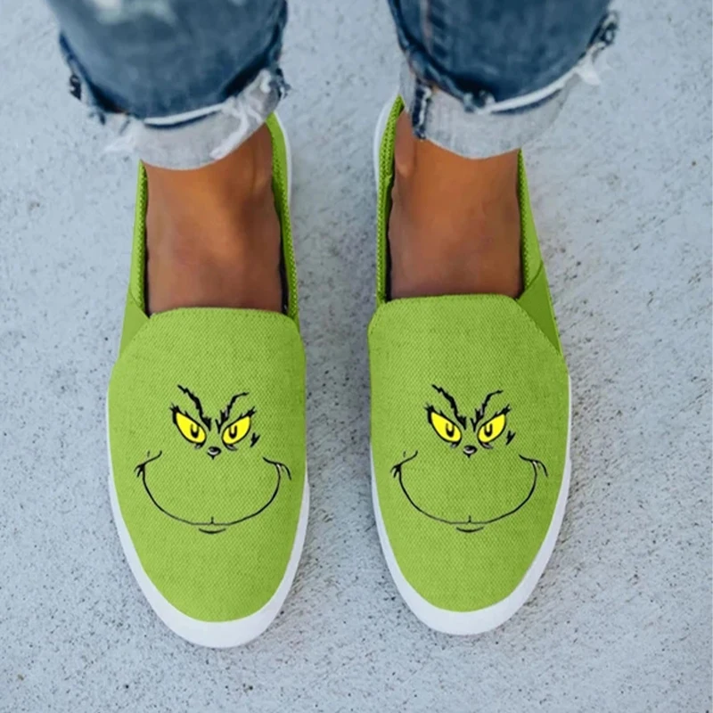 2020 Autumn Loafer Flat Women Funny Cartoon Girls Print Shoes Female Big Size Footwear Woman Home Cute Women