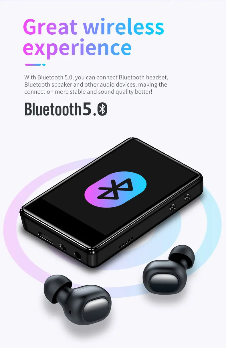 IQQ X62 Bluetooth MP3 плеер Музыкальный плеер полный сенсорный экран металлический HiFi плеер без потерь с динамиком, fm-радио, запись голоса