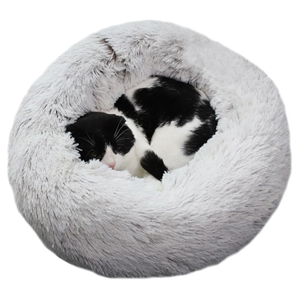 Серый Pet плюшевый пончик Cuddler кошки кровать теплый мягкий утолщенный усиленный коврик для собак и щенков Подушка YU-Home - Цвет: Серый