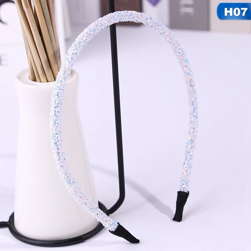1Pc Bling Glitter Hairband For Girls Korean Version Solid Candy Color Women Hair Hoop Headbands Hair Accessories