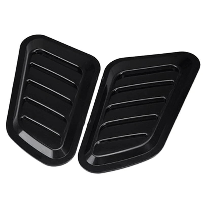 1Pair Universal Car Front Engine Cover Sticker Black ABS Decorative Air Outlet Flow Intake Scoop