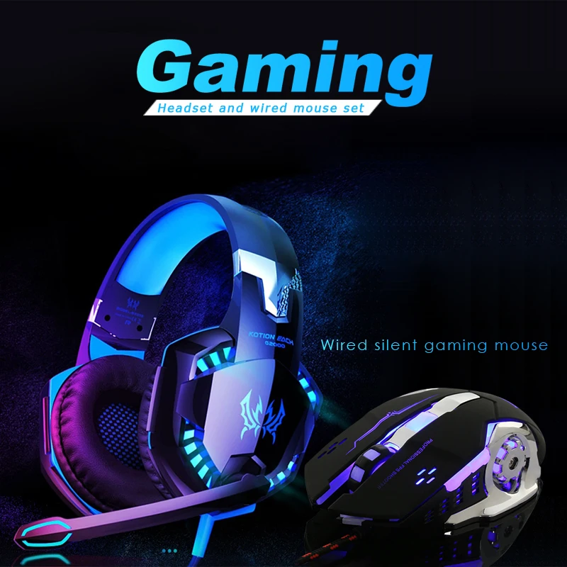 Auriculares G2000 para videojuegos y ratón con cable, cascos estéreo de graves profundos con cable para jugadores, con micrófono para PS4, PS5, XBOX