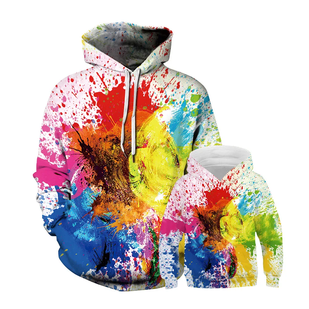 Color A 1Pcs Рождественские одинаковые комплекты для семьи с объемным принтом; свитшот для женщин и детей; толстовки; семейный пуловер; топы с длинными рукавами; костюм с капюшоном - Цвет: Color A 1Pcs