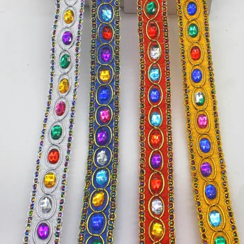 

10 Yds Gold Crystal Lace Crochet Ribbons Belt Braided 3D Sewing Apparel Trim Handmade 2.8cm Wide