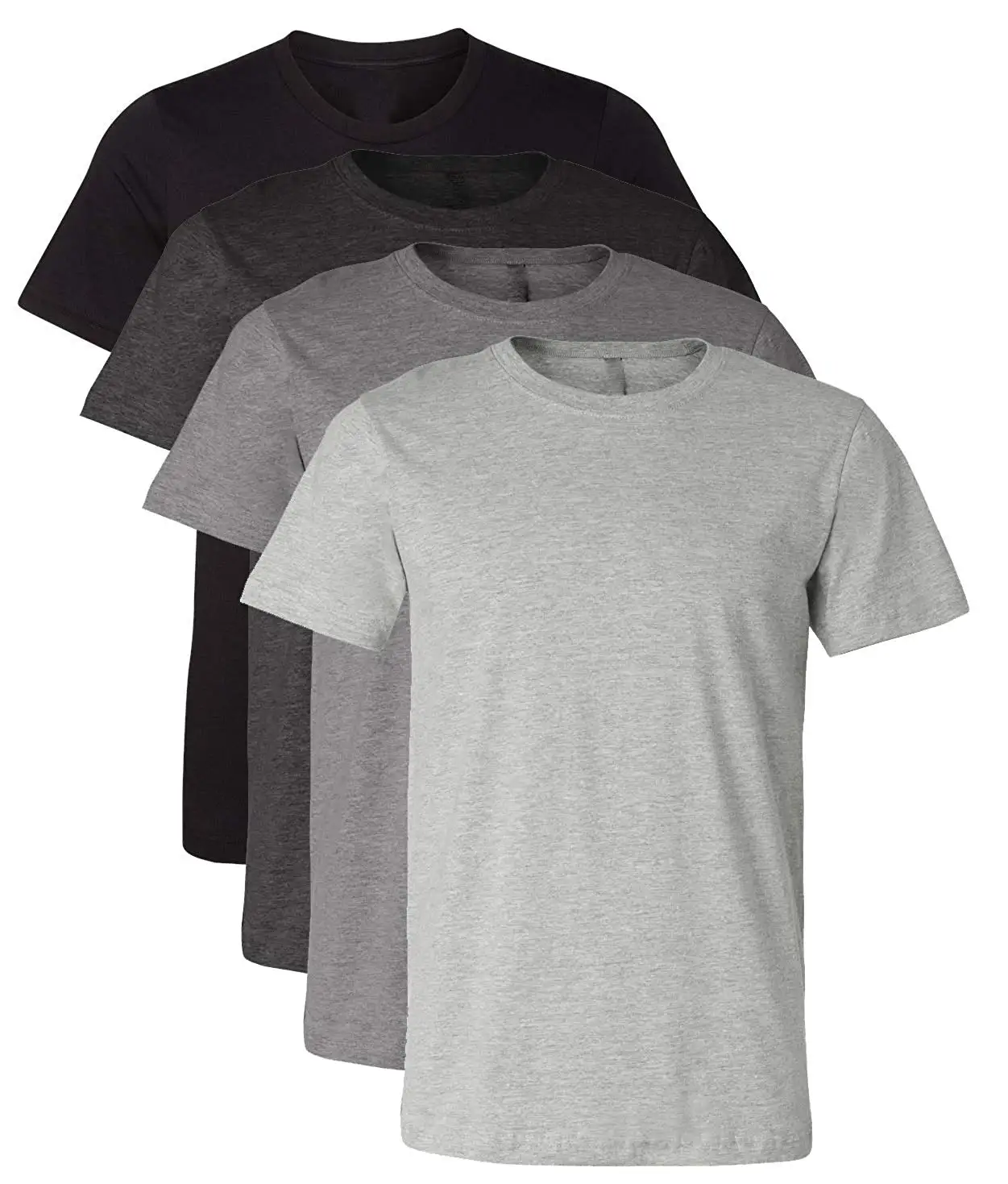

4 Pack Men's Heather Cotton Poly T-Shirt asual Cotton O-Neck Short