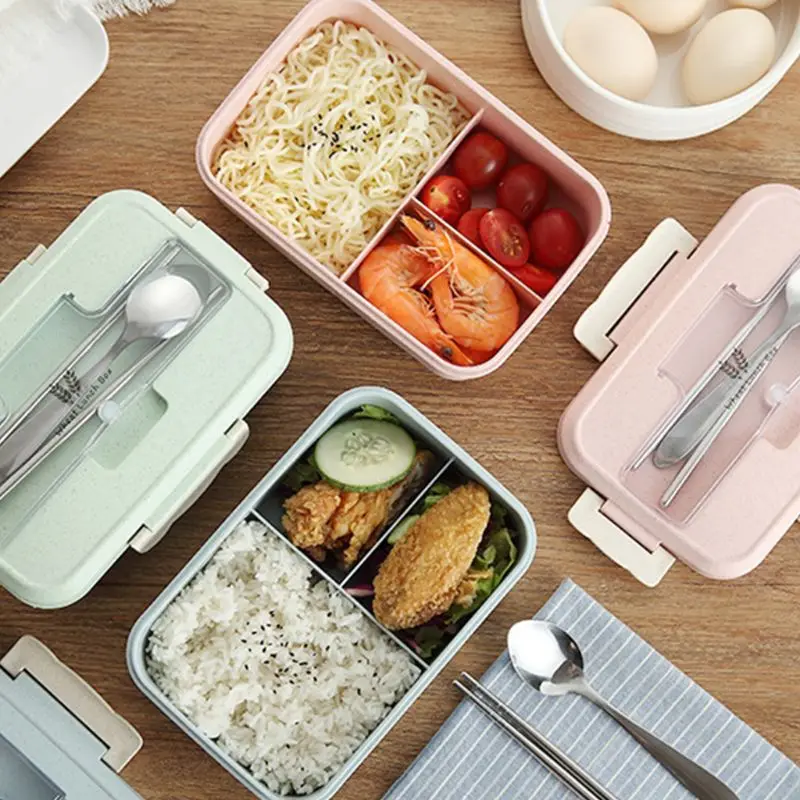 Wheat Straw Bento Lunch Box with Dinnerware Micr1owave Food Container