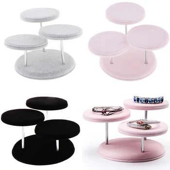 

Round Table 3 Tier Velvet Tray for Jewelry Necklace Bracelet Display Holder