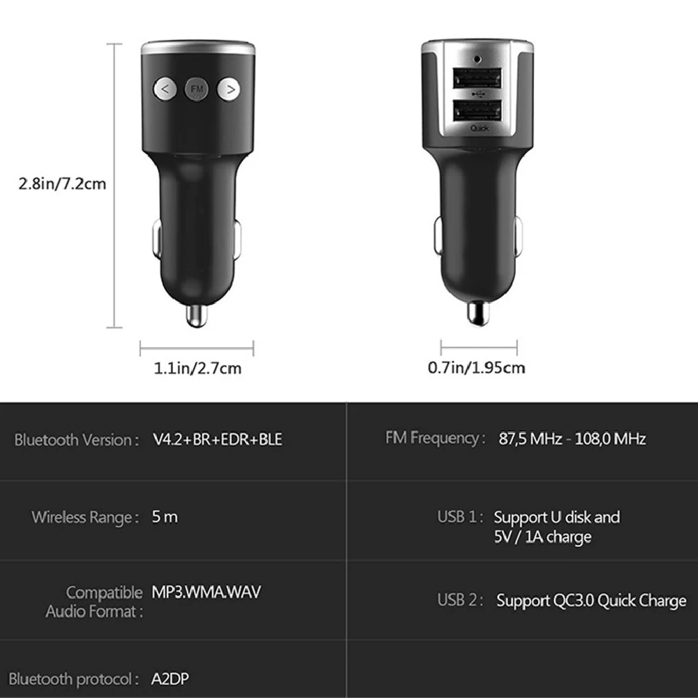 Автомобильный fm передатчик телефон свободные руки беспроводной быстрая зарядка