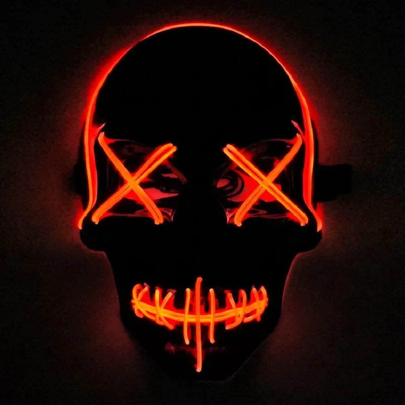 

Mascara Led Mask Halloween Scary Cosplay Terror Skull Mask Light Up Neon EL Wire Carnival Mask Adult Party Costume Glow In Dark
