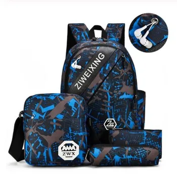 

4 Pcs School Bags High-capacity backpacks Cute Camouflage printing nylon School Bag Teenager waterproof School Backpack mochila