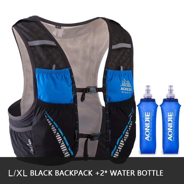 Black L-XL bottles AONIJIE C933 2.5L гидратации рюкзак сумка Жилет Жгут воды мочевого пузыря Туризм Кемпинг бег марафон гонки спорт - Цвет: Black L-XL bottles