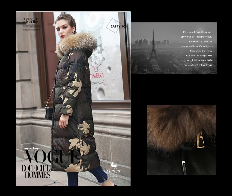 Tcyeek Winter Coat Women Clothes Streetwear X-long Duck Down Jacket Female Ladies Thick Warm Jacket+raccoon Fur Hooded 5203