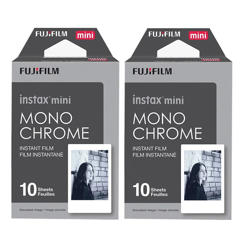 Fujifilm Instax Mini 8 Mini 9 пленка, двойной пакет FUJI мгновенные фотобумаги для мини 9 8 7s 70 90 25 камера SP1 SP2 Liplay принтер - Цвет: 20 Sheets Monochrome