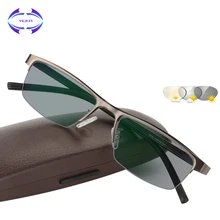 VCKA, титановый сплав, для улицы, фотохромные очки для чтения, мужские, защита от солнца, автоматическое обесцвечивание, полуоправа, Пресбиопия, дальнозоркость, очки