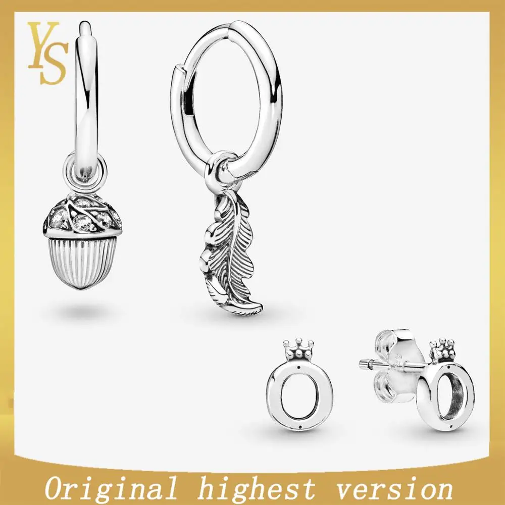 

YS earrings 100% sterling silver top version original design 2019 autumn new nut feather earrings personality new wave