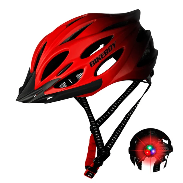 Roter Fahrradhelm mit wiederaufladbarem LED-Licht mit Sonnenvisier UNISEX für E-Mountain-Downhill-Reiten-Sport UNISEX 1