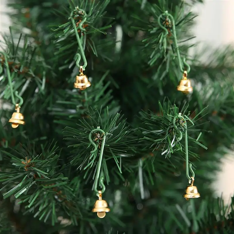 100pcs Gold Plated Christmas Bells Decorative DIY Handmade Golden Windchime For Christmas Tree Hanging Home Party Wedding A35