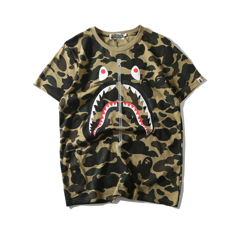 Bape Shark zipper print Short Tshirt - Bape Clothing