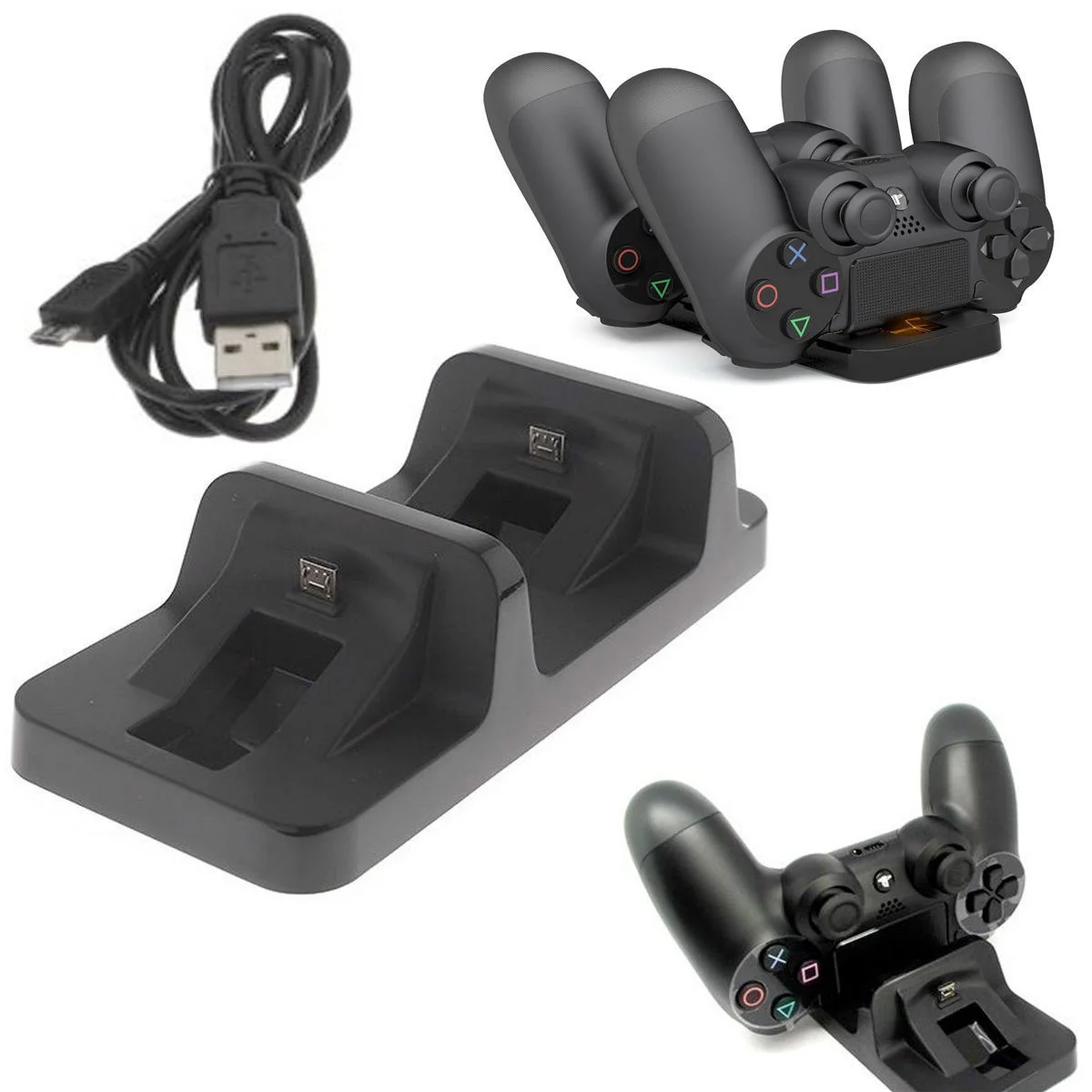 Двойной зарядка через usb Зарядное устройство Док-станция Подставка для Playstation 4 контроллер