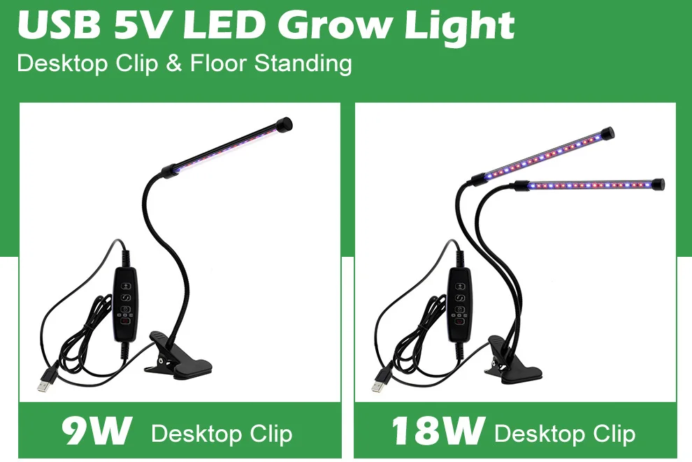 40W 60W 80W LED Grow Light Full Spectrum USB Phyto Lamp With 3 Modes Timing Function For Indoor Flowers Plants Growth Lighting